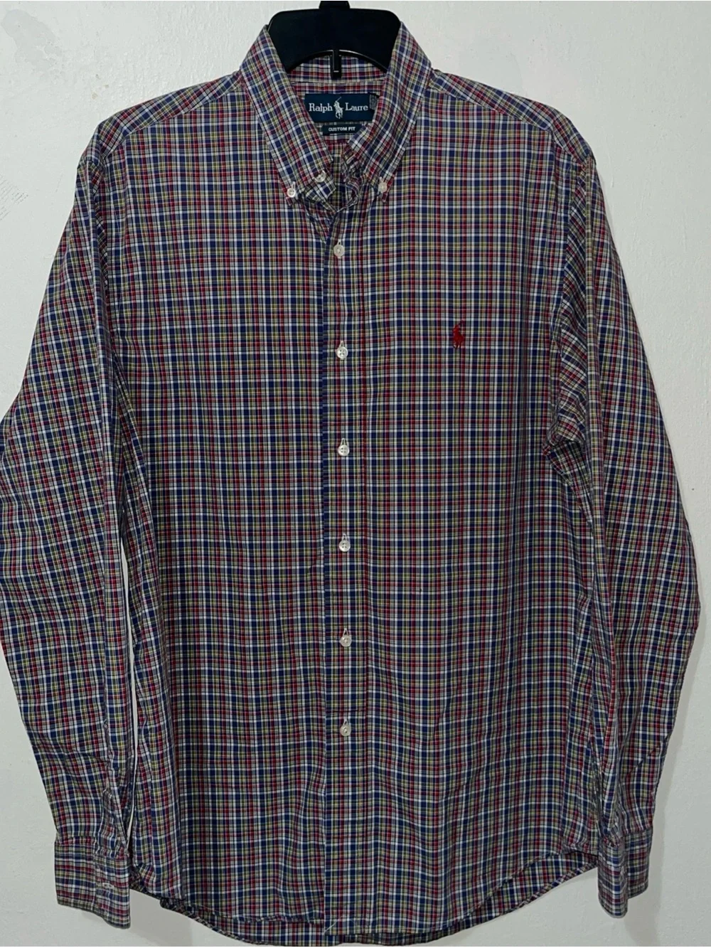 Ralph Lauren Custom Fit Long Sleeve Button Down Shirt Men's Large Plaid